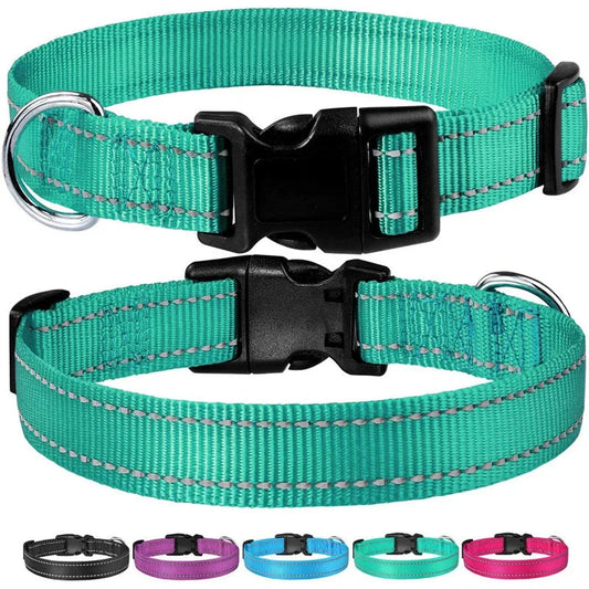 Reflective Dog Collar – Adjustable Nylon Pet Strap