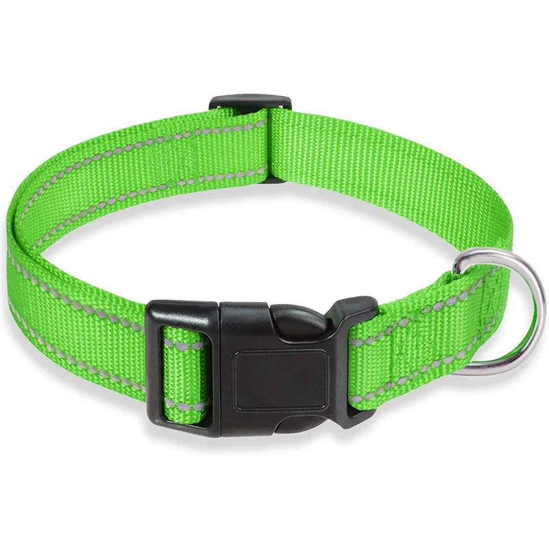 Reflective Dog Collar – Adjustable Nylon Pet Strap