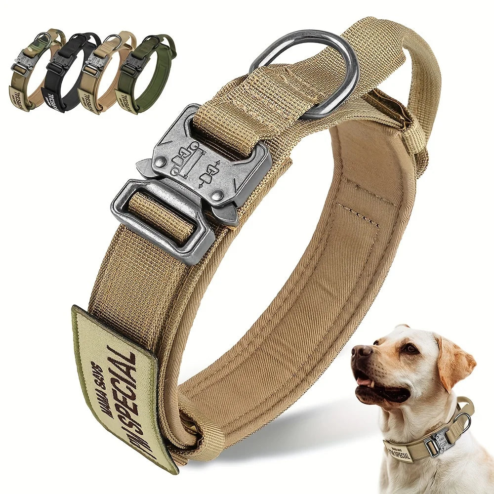 Tactical Dog Collar with Handle – Heavy Duty Military Training Collar