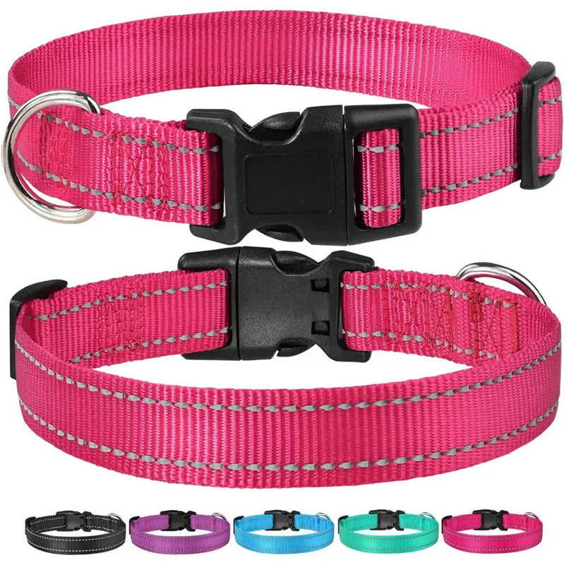 Reflective Dog Collar – Adjustable Nylon Pet Strap