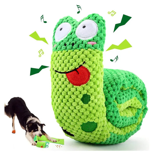 Dog Puzzle Feeder Toy – Interactive Plush Snail with Squeak