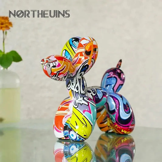 Graffiti Resin Balloon Dog Figurine