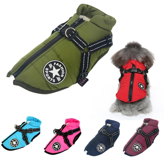 Large Dog Winter Jacket – Warm Waterproof Coat with Harness