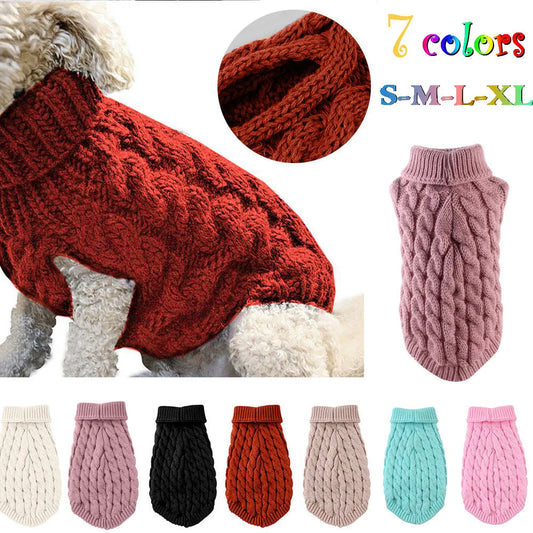 Small Pet Dog Knitted Sweater – Autumn Winter Warm Clothing